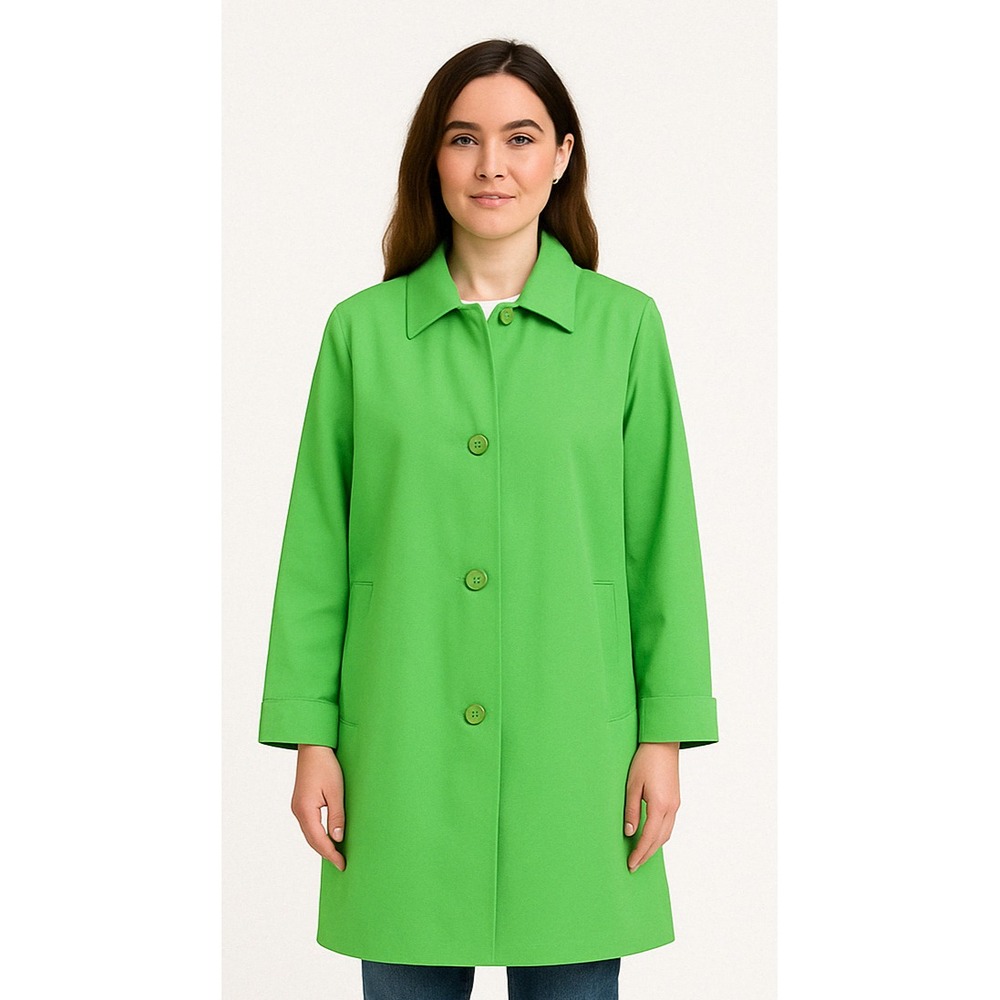 Harve Benard Womens Trench Coat Button Front Lined Back Slit Pistachio Sz 12 NWT
